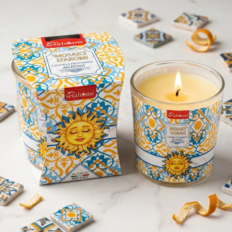 Bougie Parfumée à La Pêche Collection “Mosaïque” – Seta Home (85g)