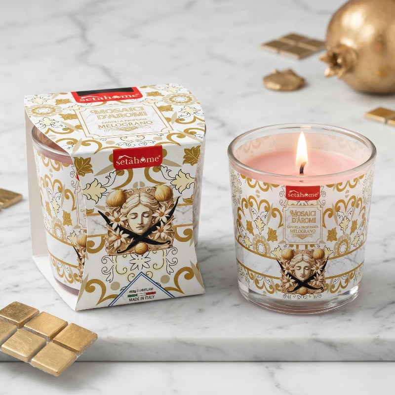 Bougie Parfumée à La Grenade Collection “Mosaïque” – Seta Home (85g)