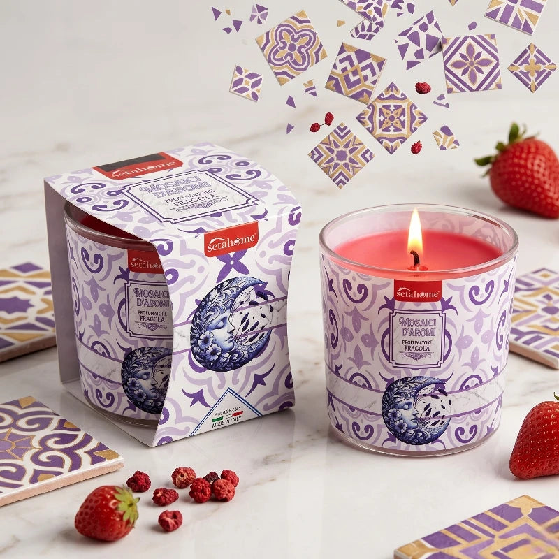 Bougie Parfumée à La Fraise Collection “Mosaïque” – Seta Home (85g)
