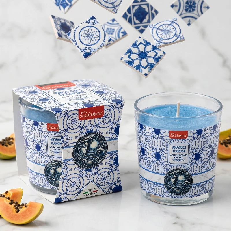 Bougie Parfumée à La Papaye Collection “Mosaïque” – Seta Home (85g)
