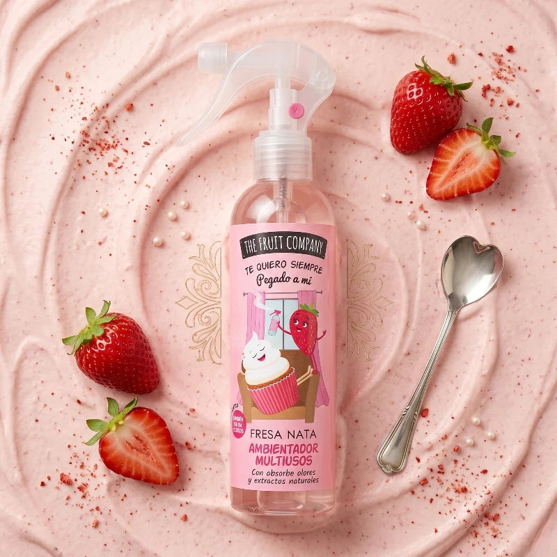 Spray Désodorisant Polyvalent Fraise Crème – The Fruit Company (250 ml) 🍦